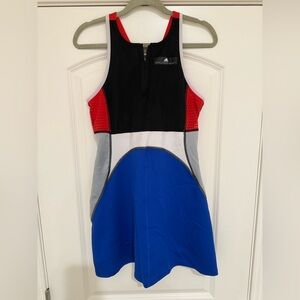 Adidas Stella McCartney Barricade Tennis Dress in red, blue, black and white